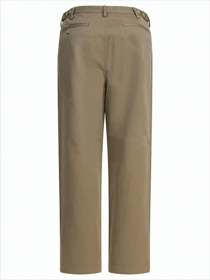 Brown Straight Pants with Buttoned Side Adjusters