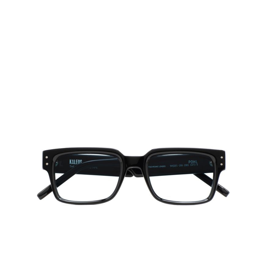 Pohl Bold Rectangular Black Eyeglasses with Metallic Accents