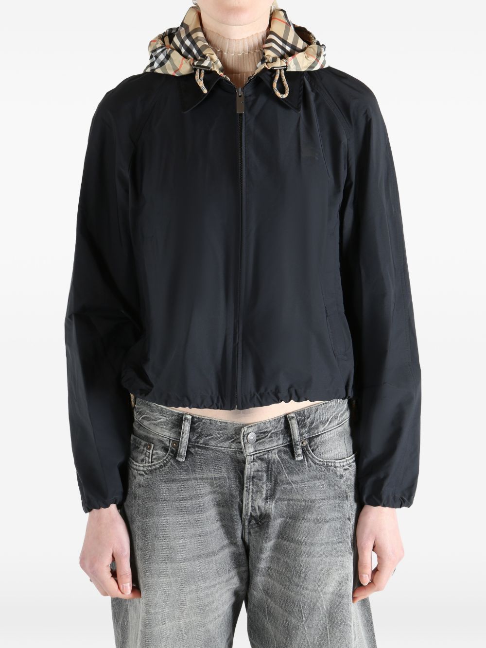 Cropped Black Jacket with Hood