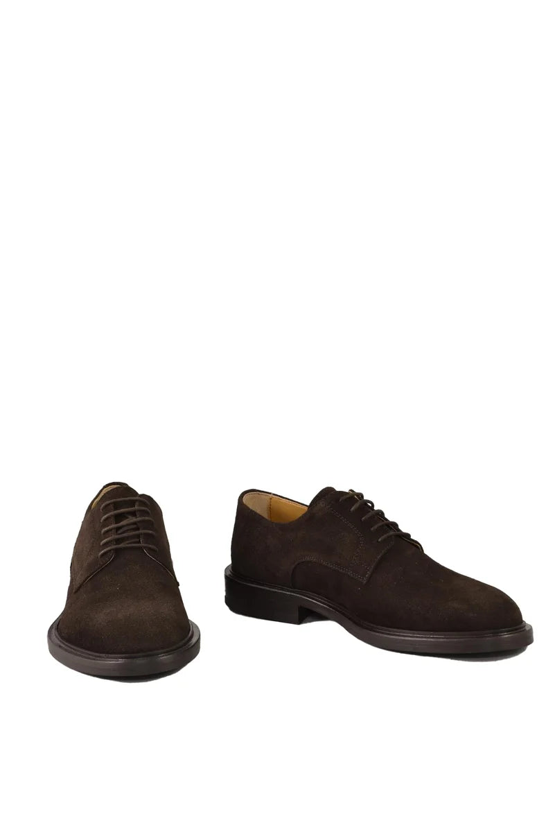 Suede Lace-up Shoes - Brown