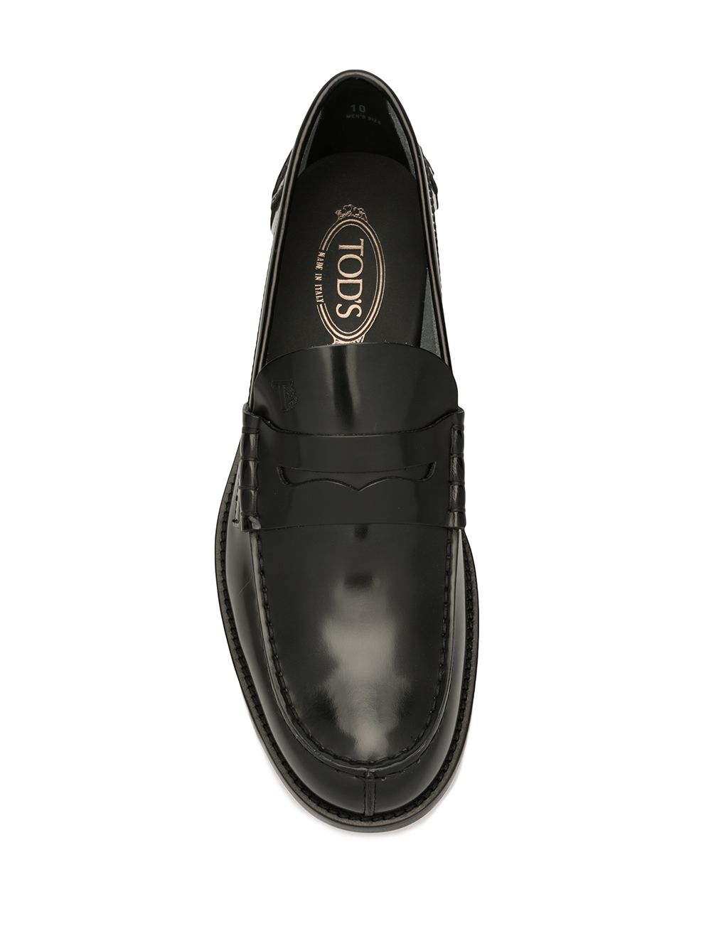 Round Toe Slip-On Black Leather Loafers