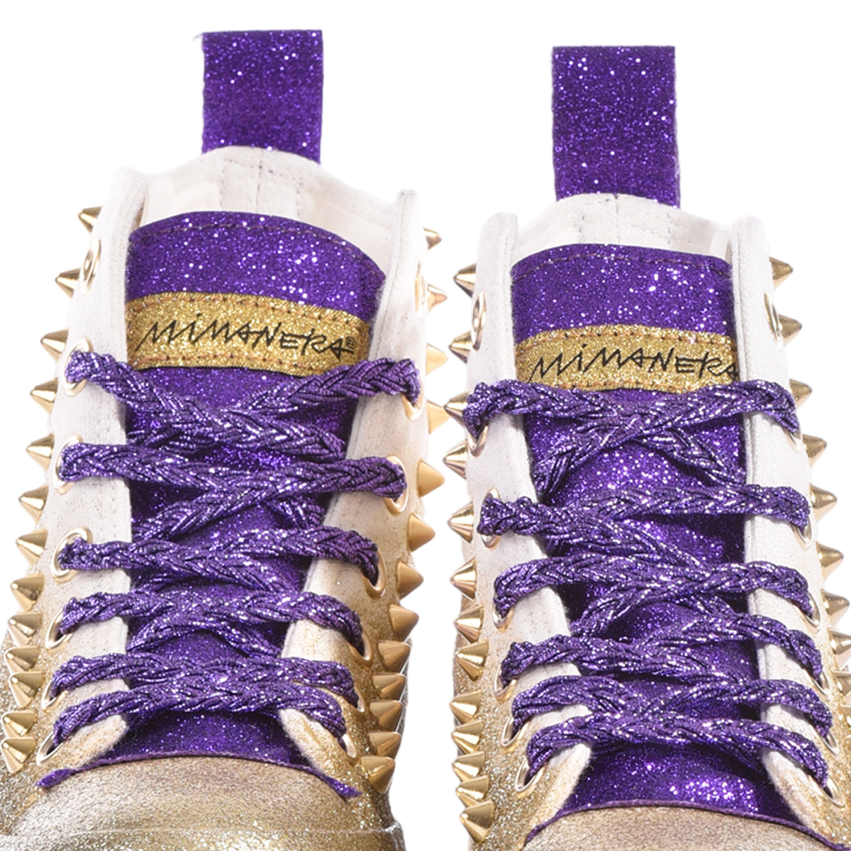 Handmade Golden Glitter High-Top Platform Sneakers