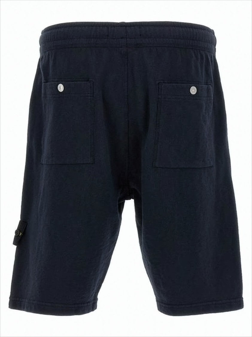 Relaxed Fit Blue Cotton Shorts