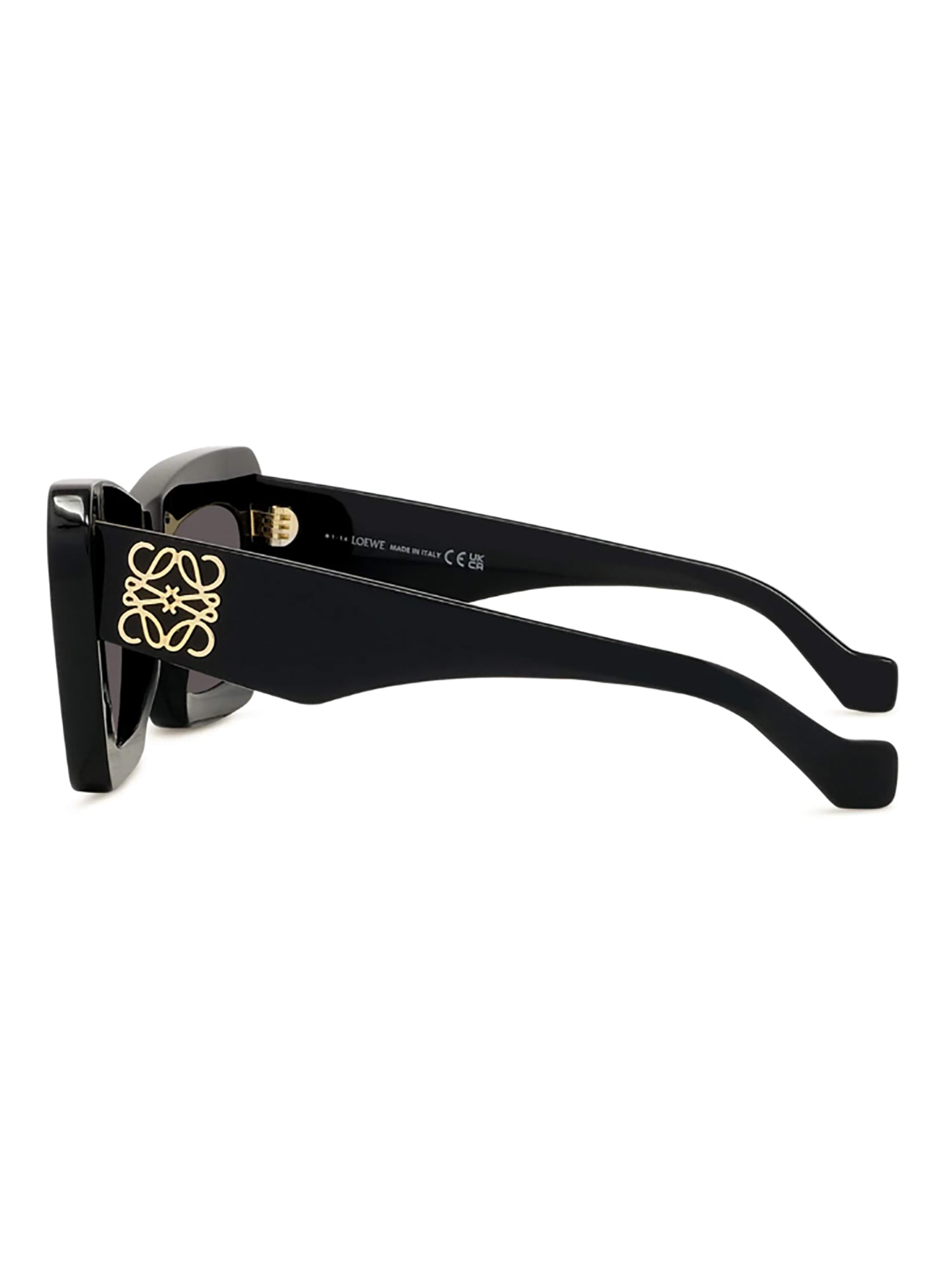 Angular Black Sunglasses with Decorative Emblem