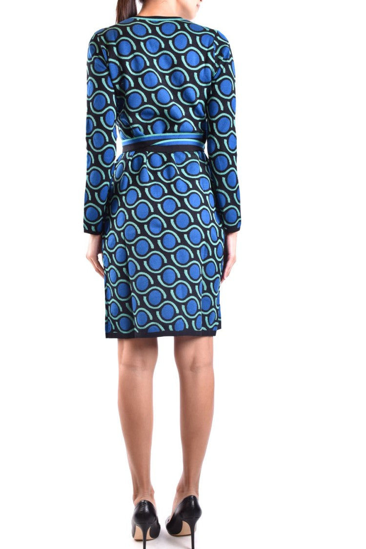 Multicolor Wrap Dress With Geometric Pattern