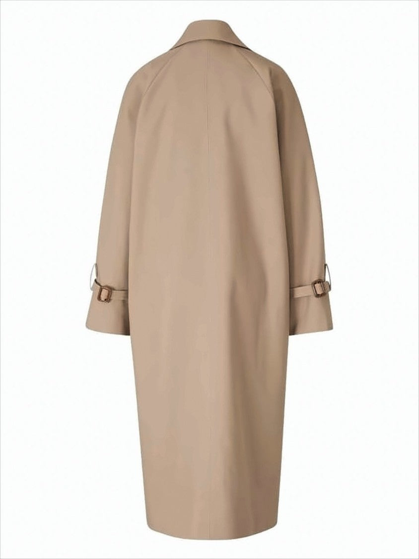 Double-Breasted Beige Coat with Adjustable Cuffs