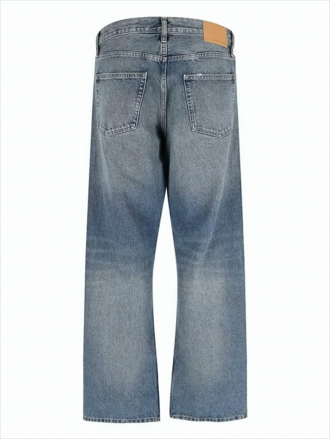 Relaxed Wide-Leg Denim Pants with Faded Wash