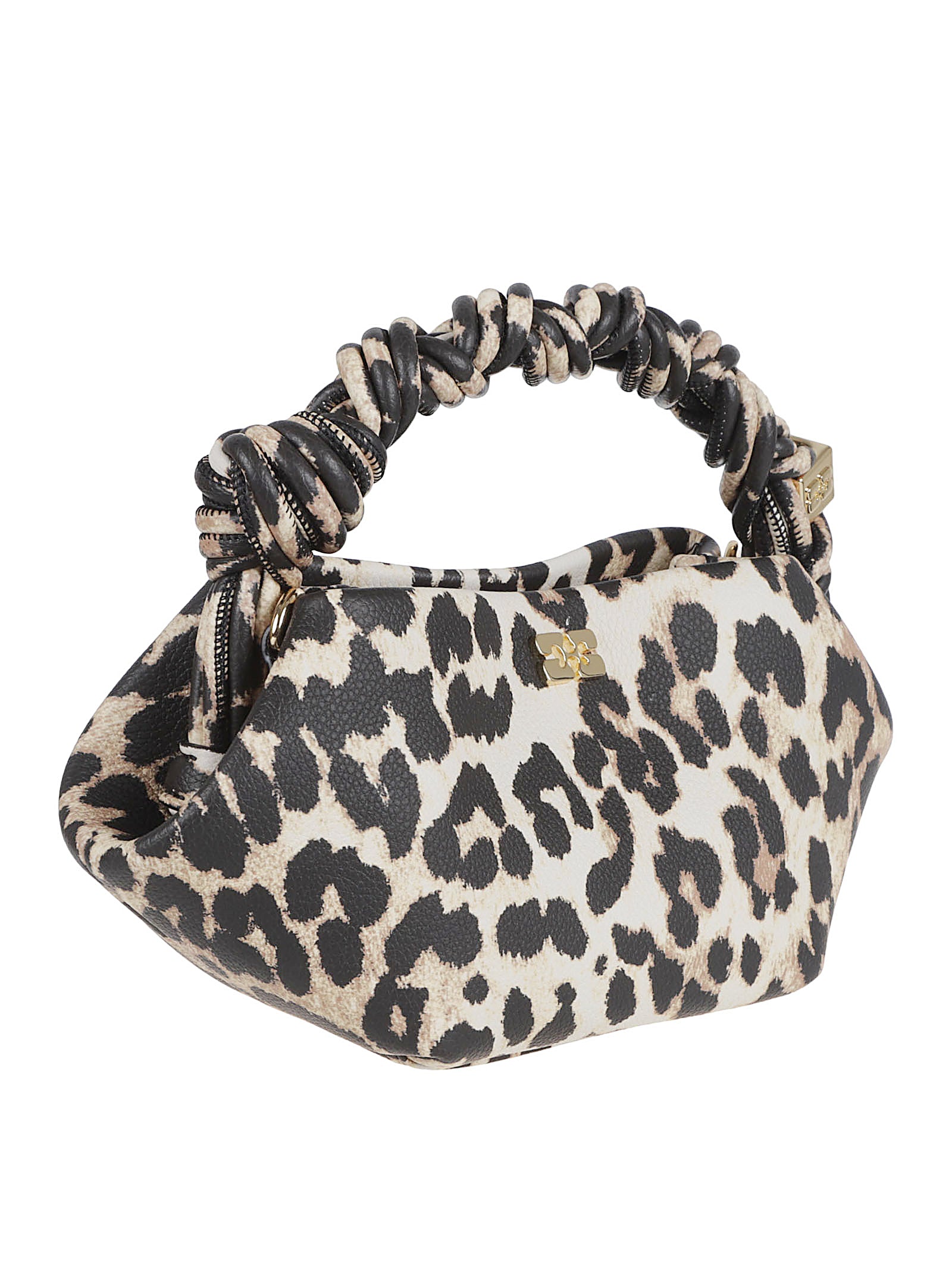 Leopard Print Bag with Braided Top Handle and Adjustable Strap