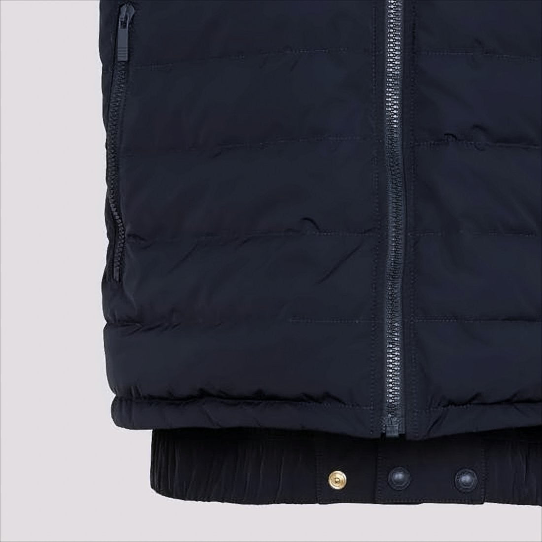Quilted Padded Vest with High Collar and Striped Detail