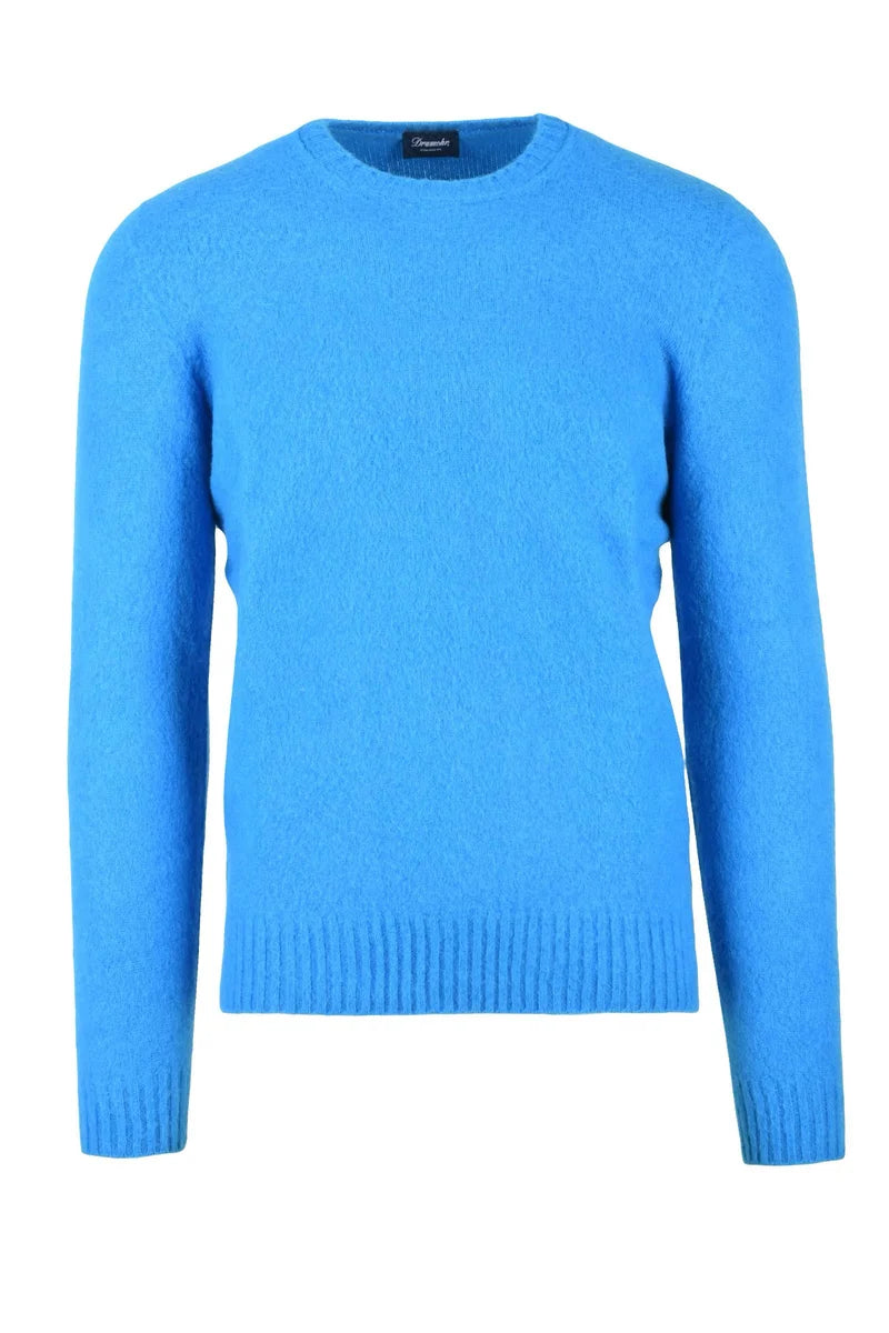 Crew Neck Wool Sweater - Light Blue