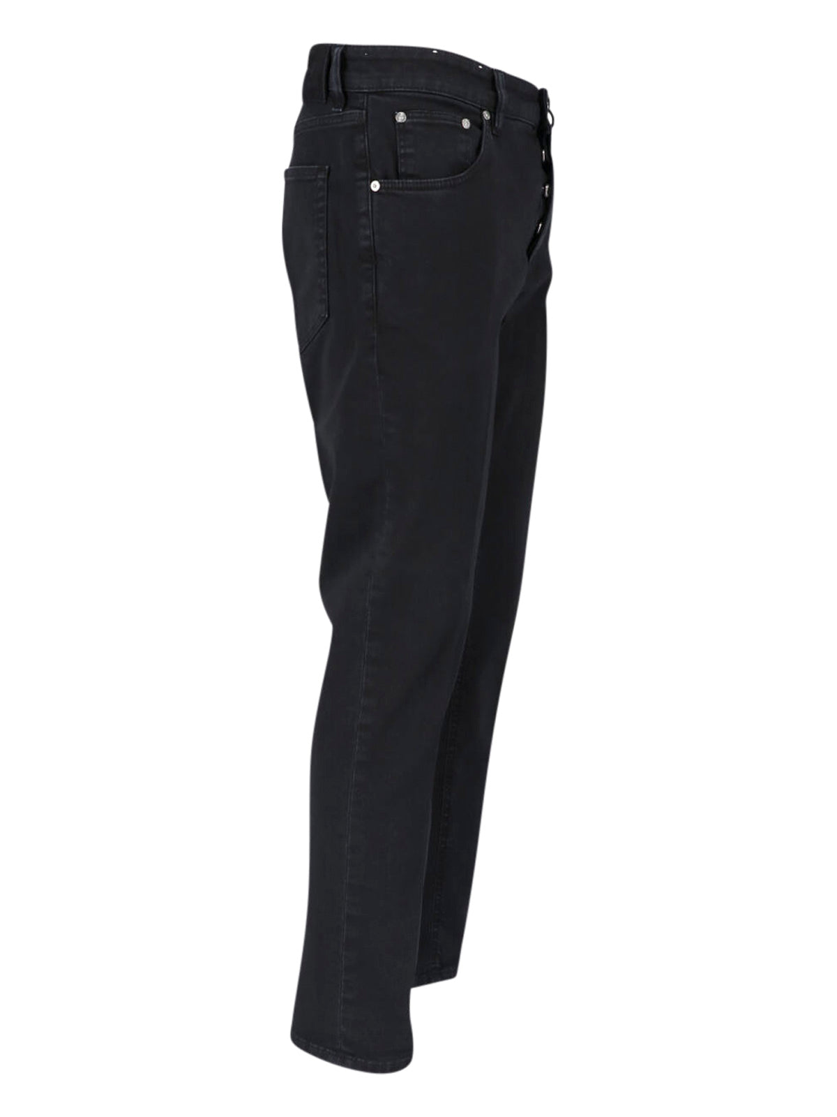 Black Straight-Leg Stretch Cotton Jeans