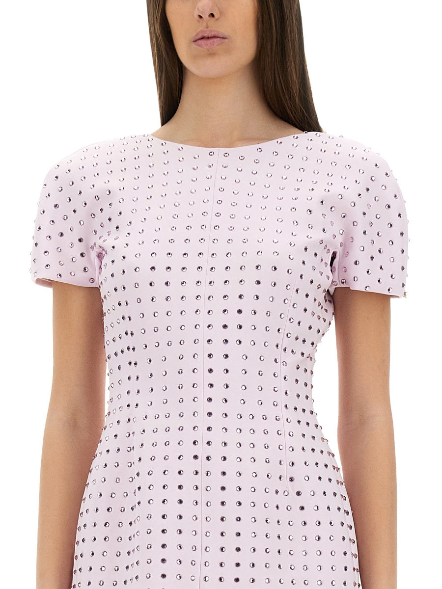 Fitted Mini Dress With Rhinestone Embellishments
