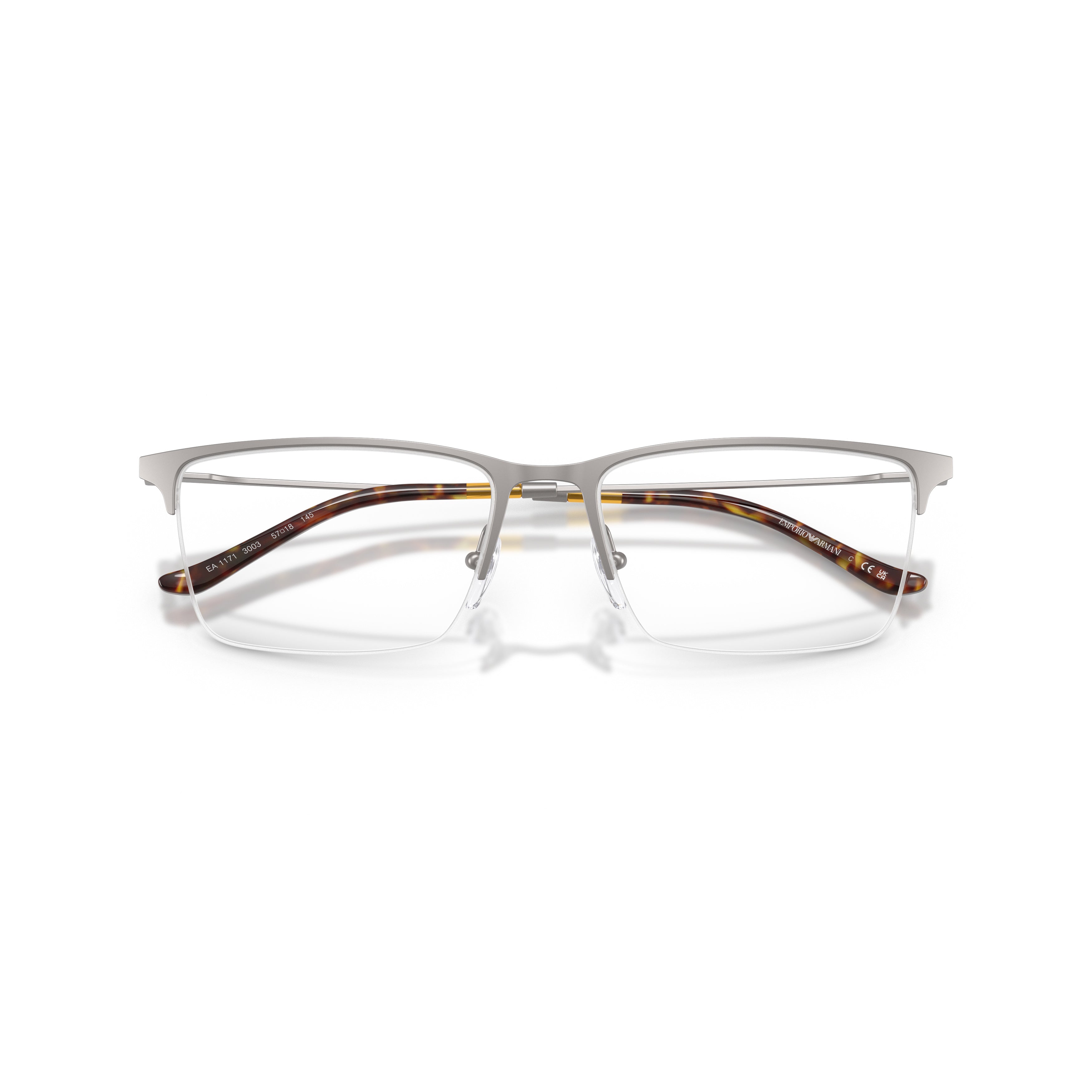 0ea1171 Semi-Rimless Metal Frame Eyeglasses with Tortoiseshell Tips