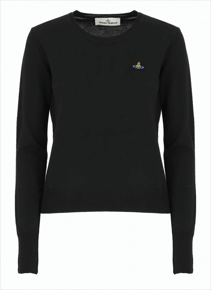 Fitted Wool Sweater with Crew Neckline