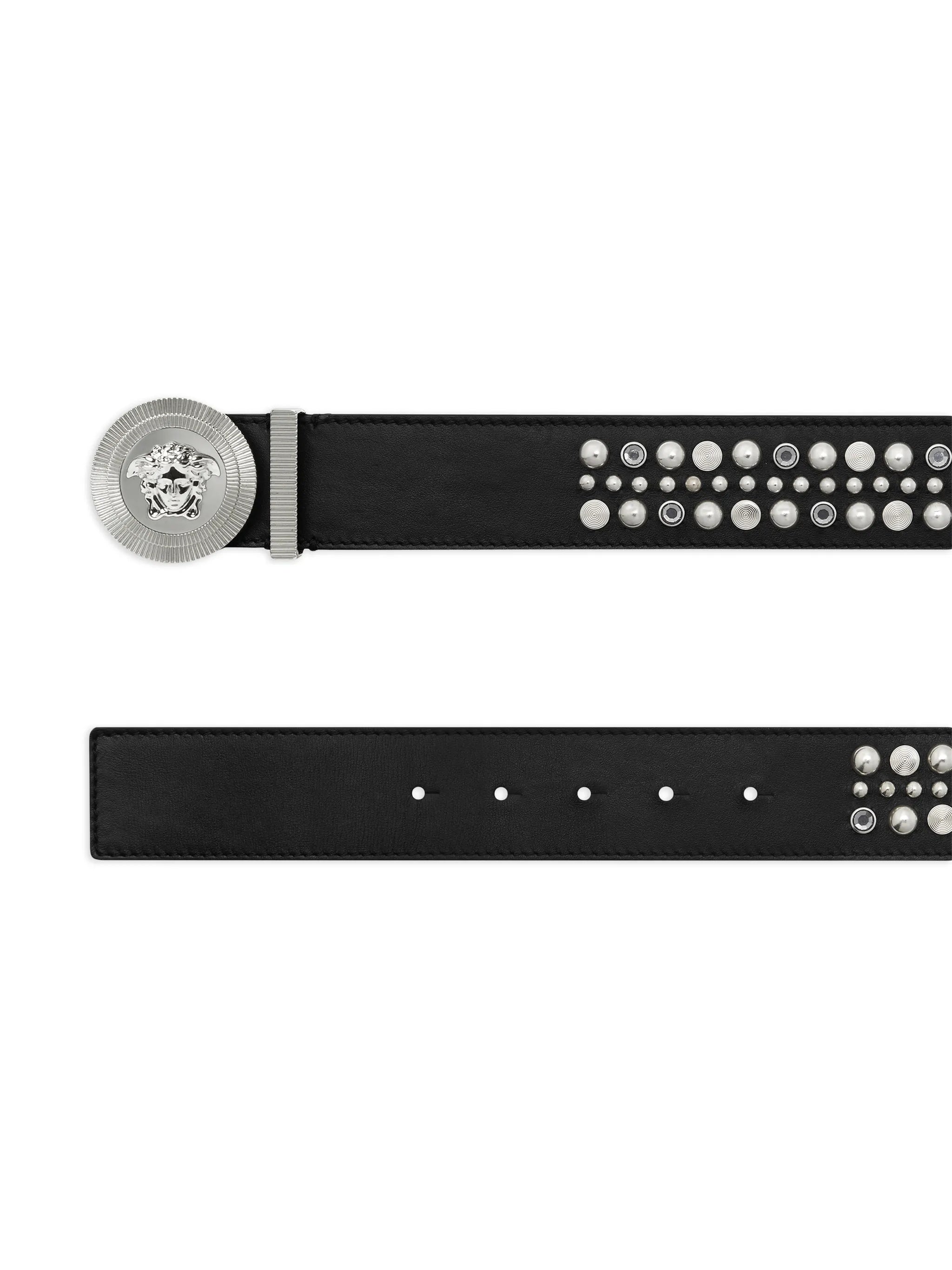 Black Mix Borchie Studded Leather Belt