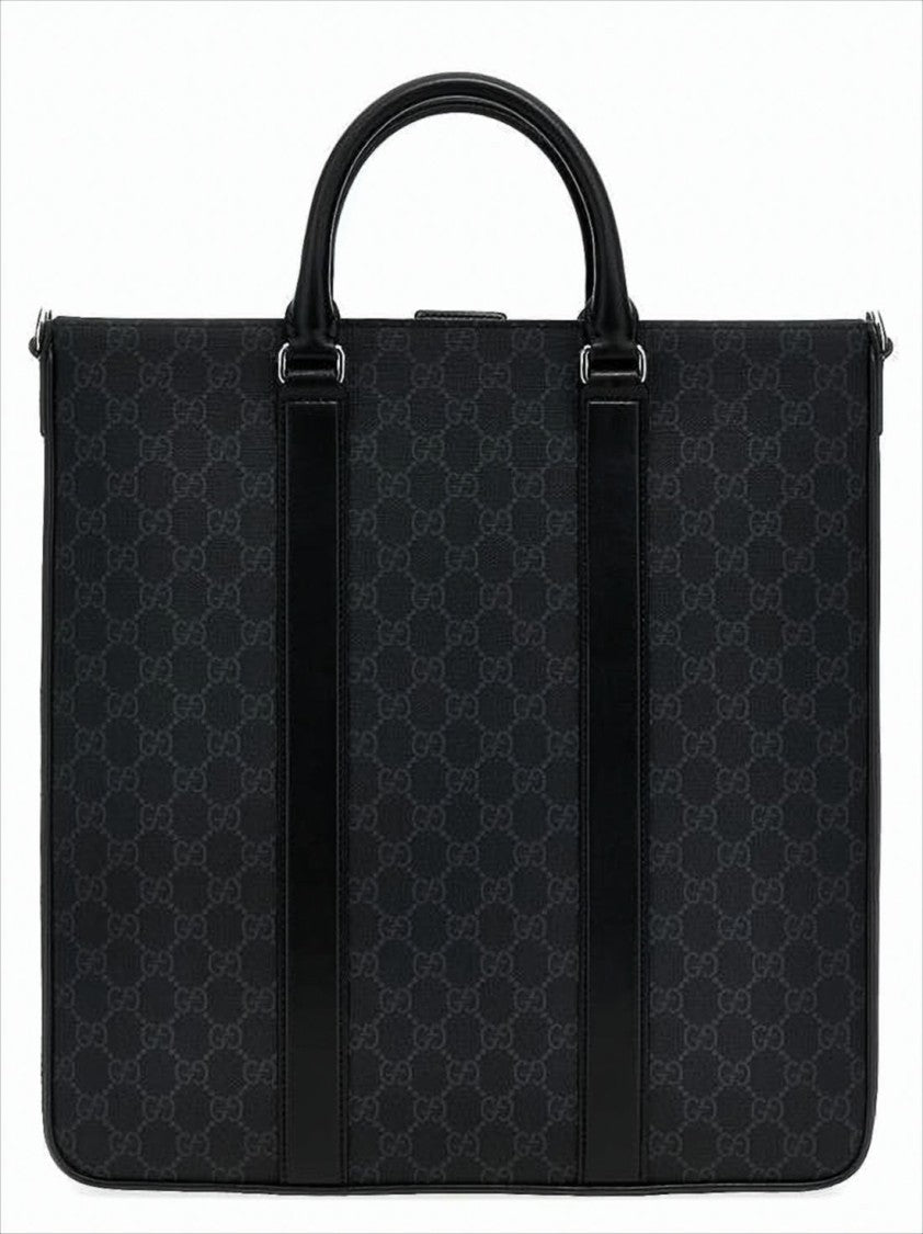 Canvas Tote Bag with Monogram Pattern