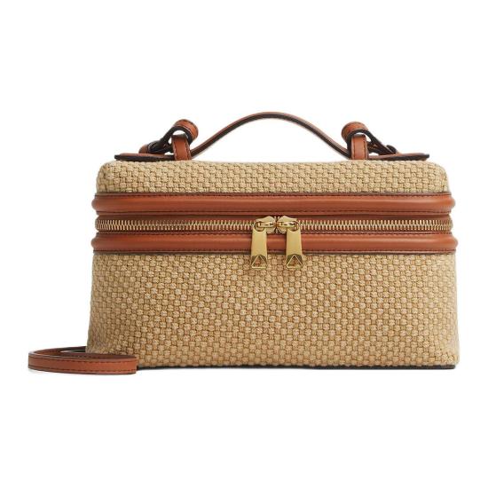 Structured Rectangular Tote Bag with Gold-tone Hardware