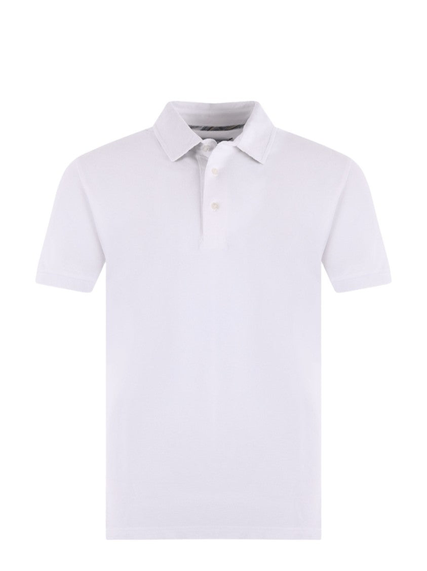 Classic Fit White Polo With Ribbed Collar