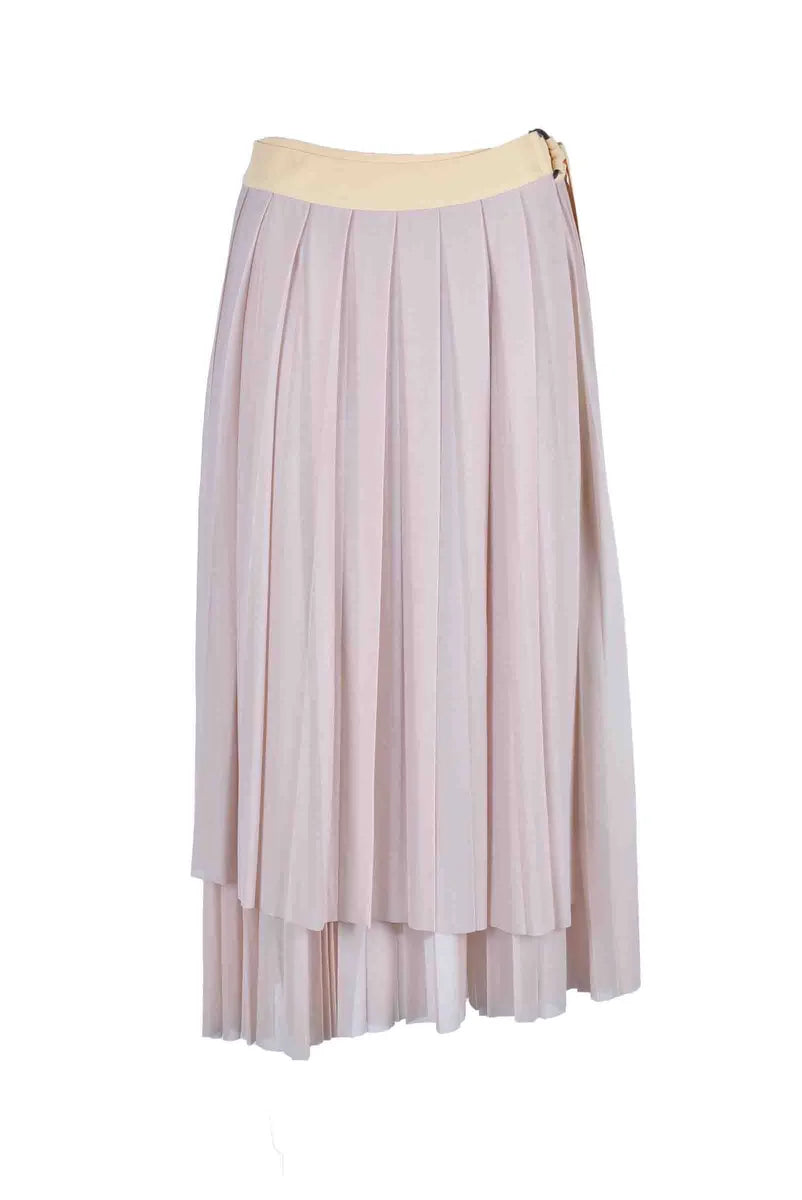 Pleated Wrap Skirt - Beige