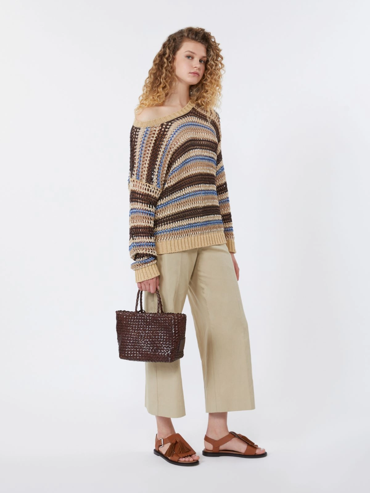 Wide-Leg Cropped Pants with High Waist