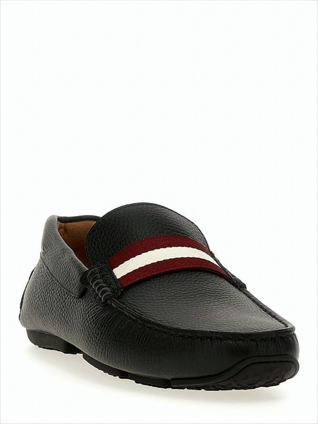 Textured Black Leather Loafers