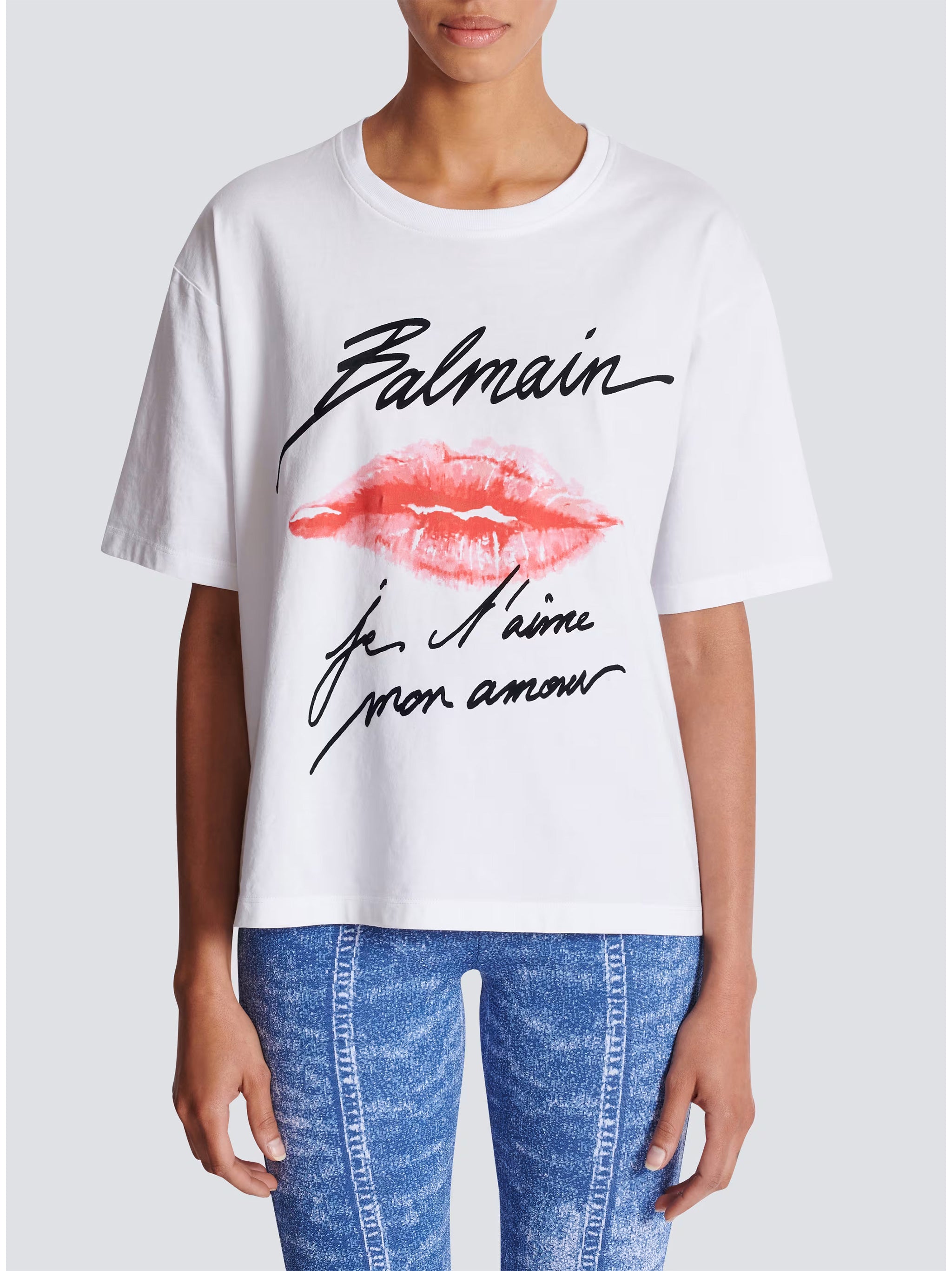 White T-Shirt Graphic Lip Cotton T-Shirt