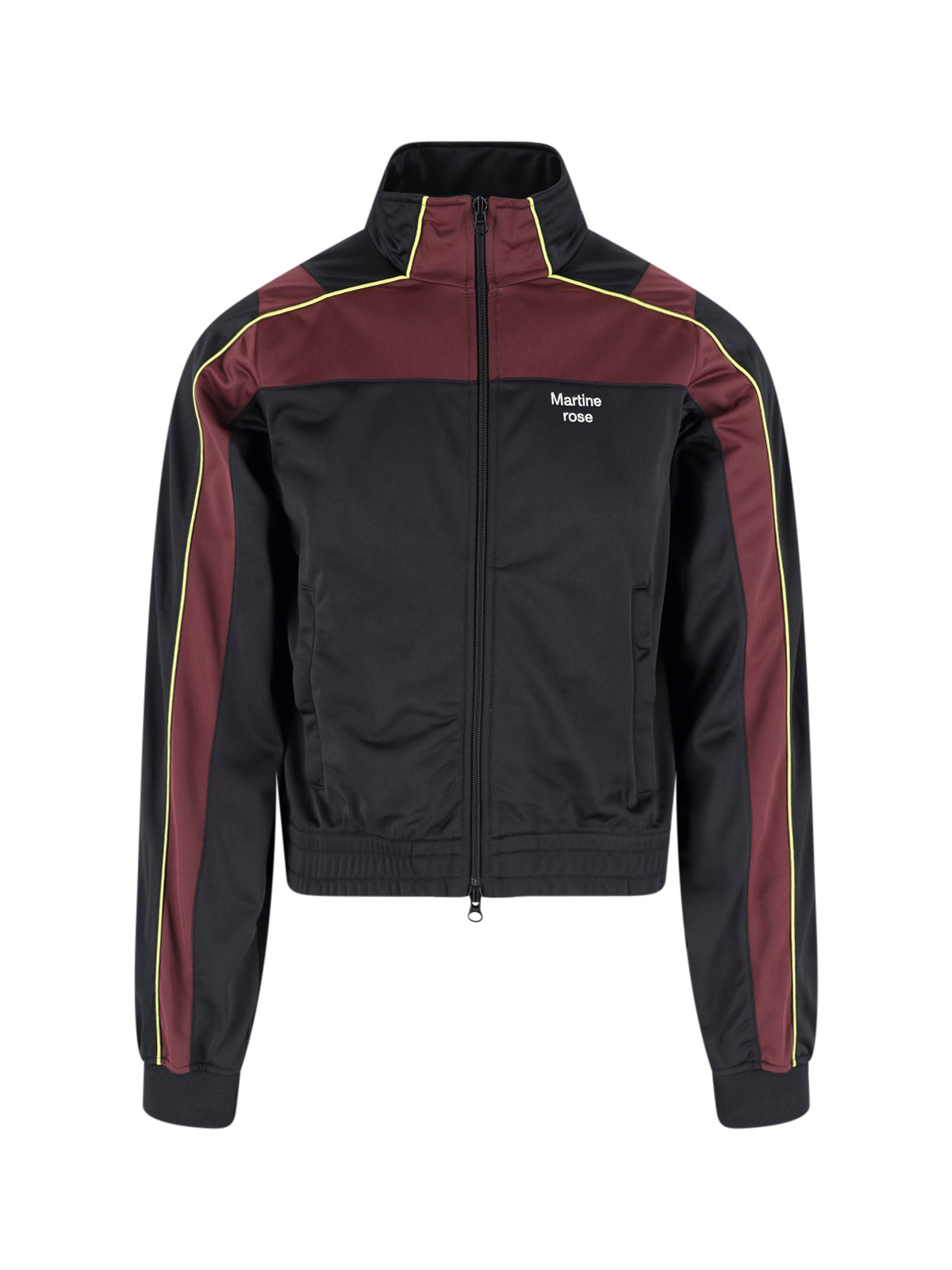 Cropped Track Jacket with High Collar and Dynamic Piping