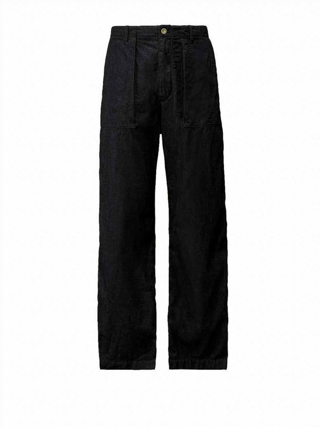Straight-Leg High-Waisted Cotton Pants With Button Closure