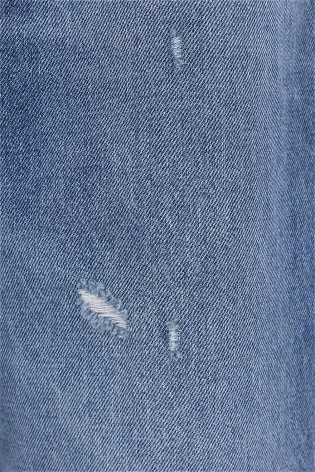 Relaxed-Fit Medium-Wash Denim Pants with Distressed Details
