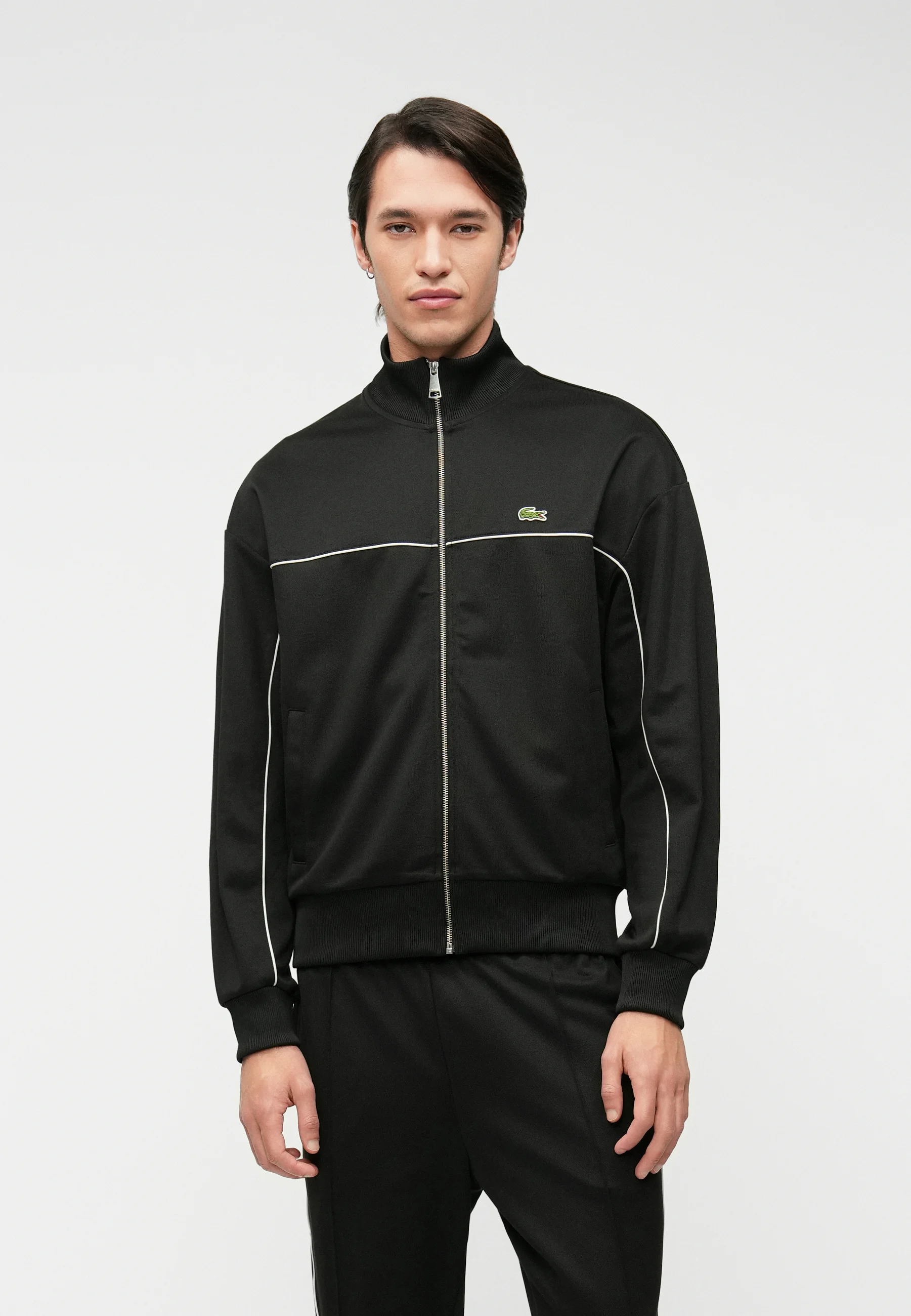 Black Cotton Zip Up Sweatshirt