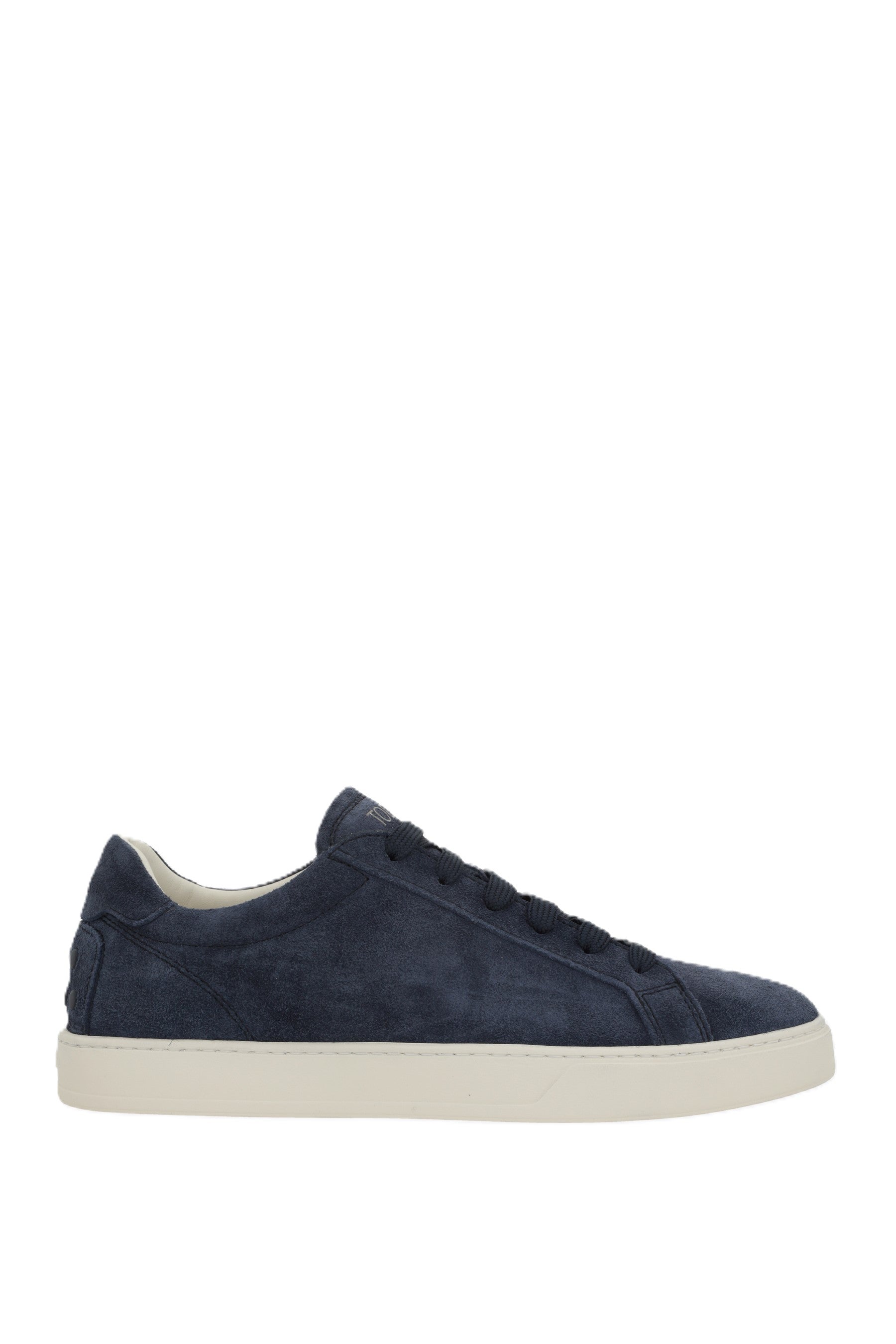 Deep Navy Suede Low-Top Sneakers with Off-White Sole