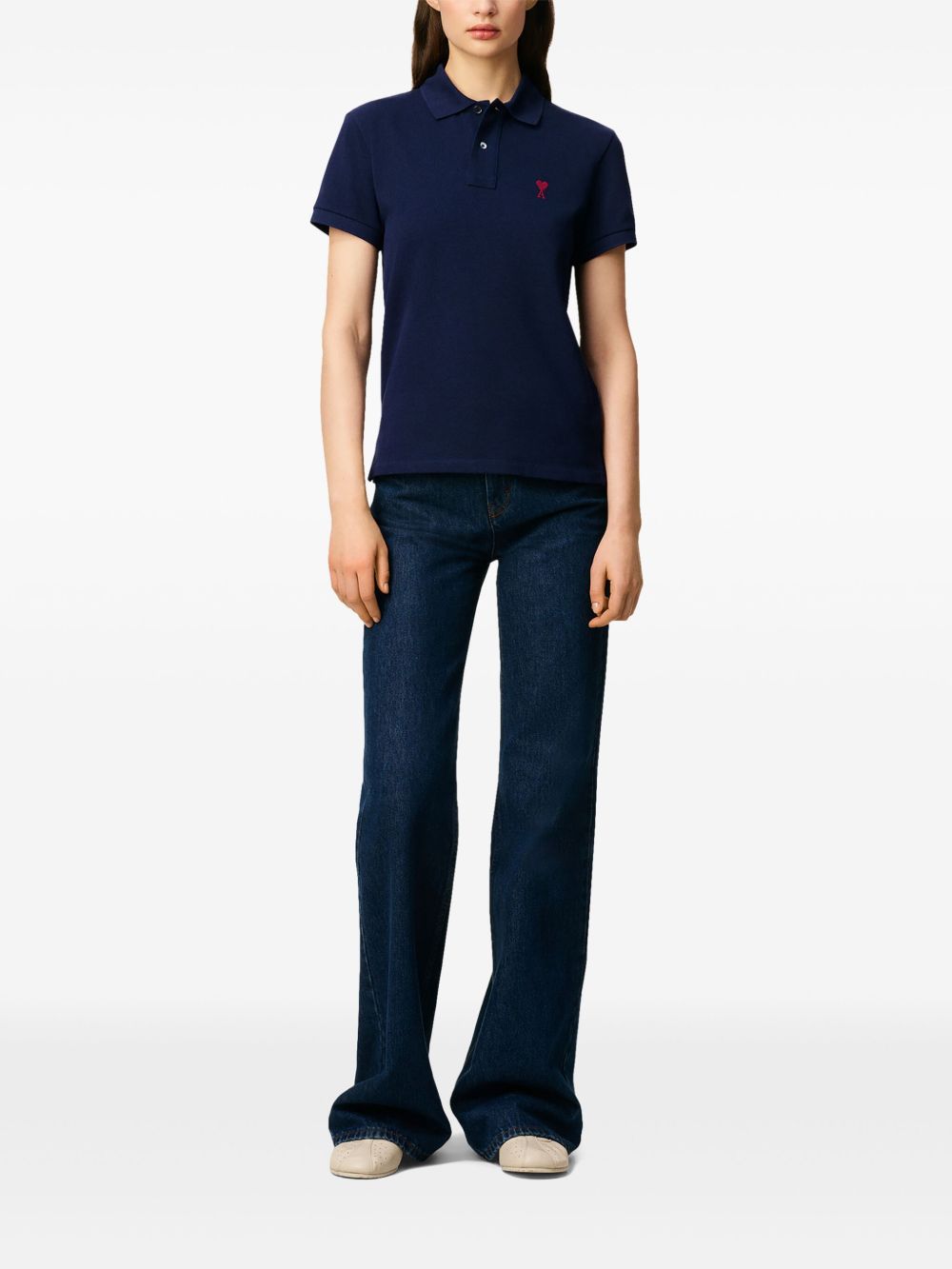 Blue Logo Embroidered Polo Shirt
