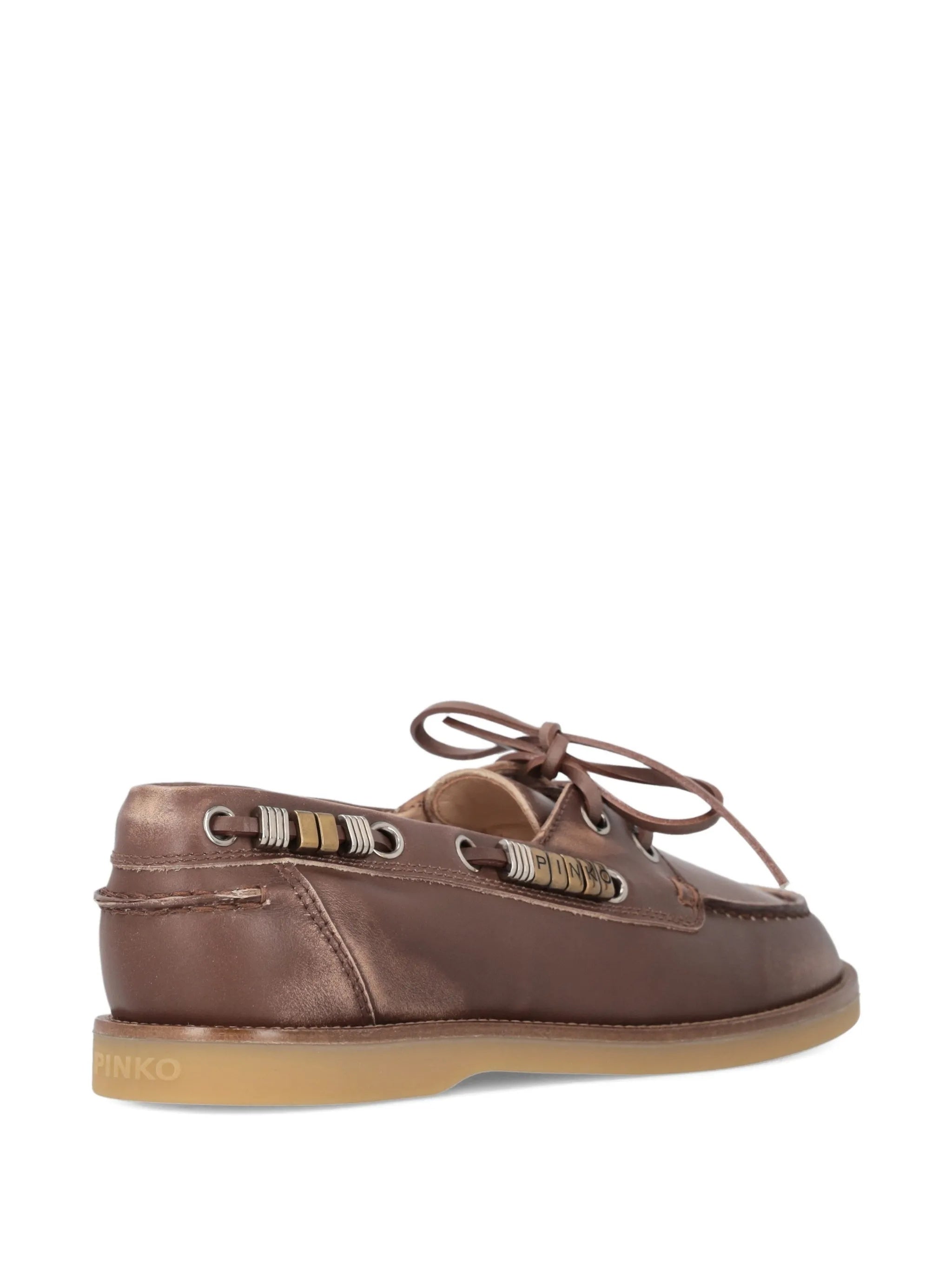 Brown Grace 01 Metallic Leather Loafers