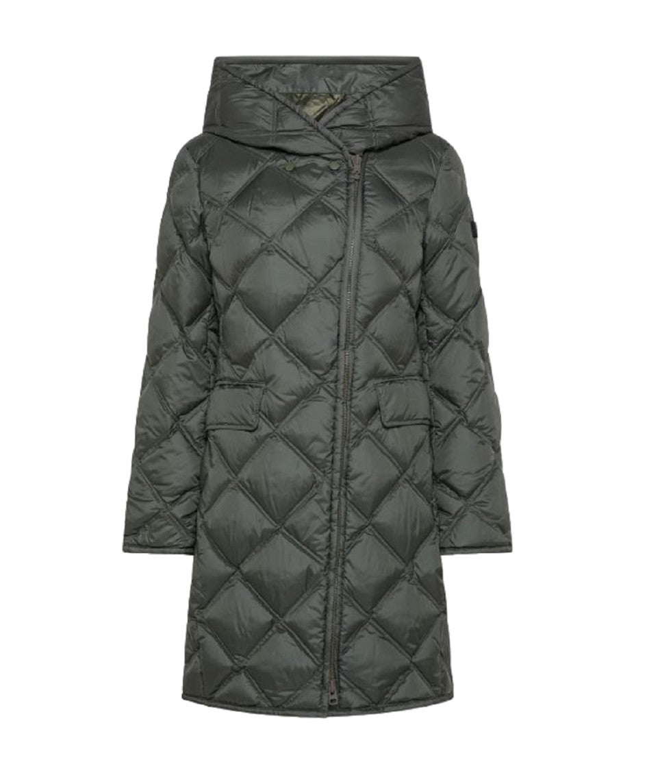 Long Down Jacket With Diamond Quilt