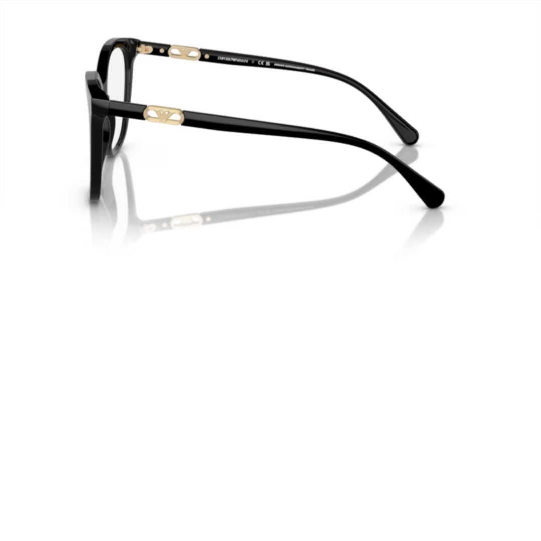 3231 Vista Cat-Eye Black Acetate Sunglasses with Gold Accents