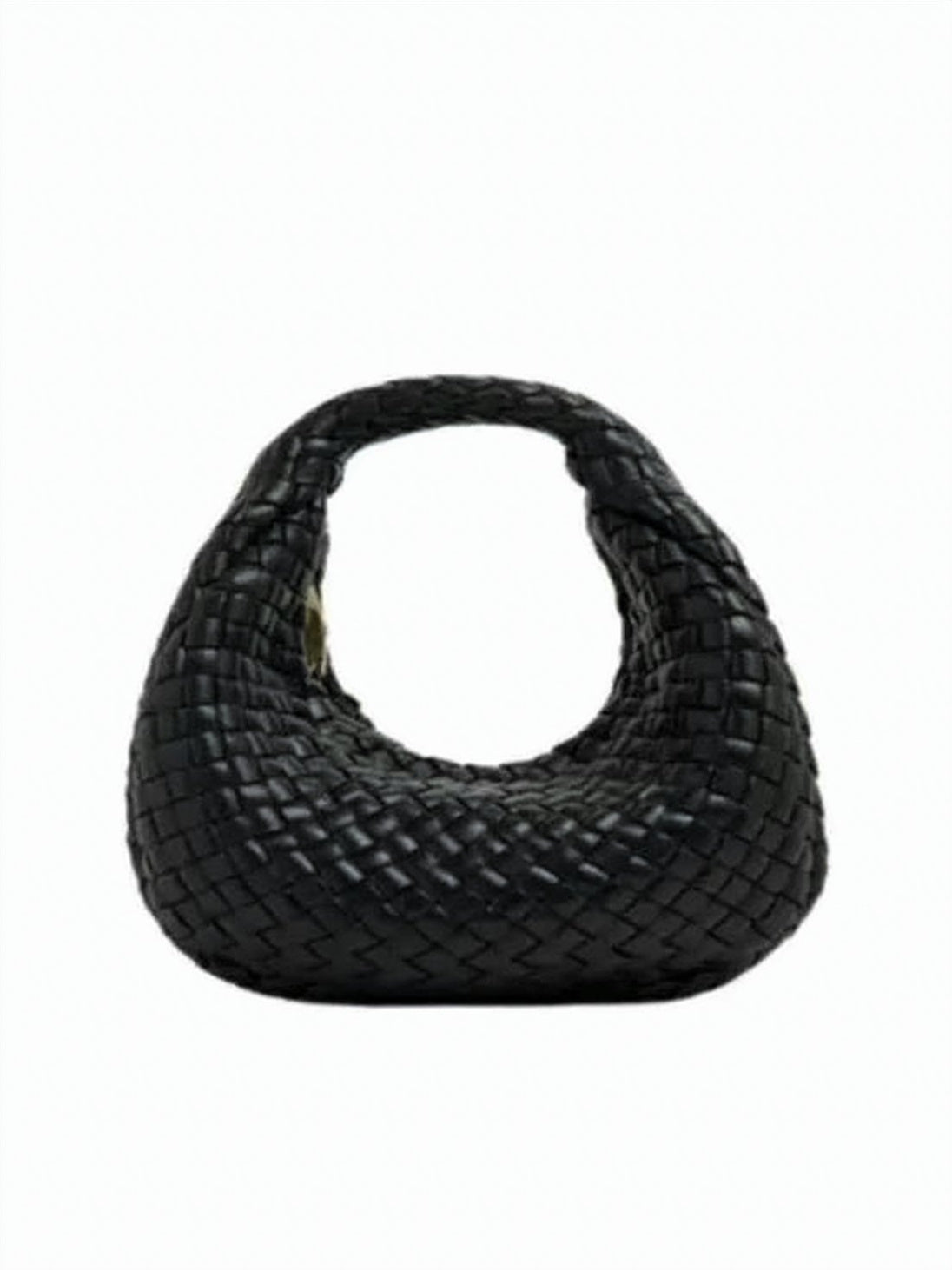 Crescent-Shaped Woven Calf Leather Shoulder Bag