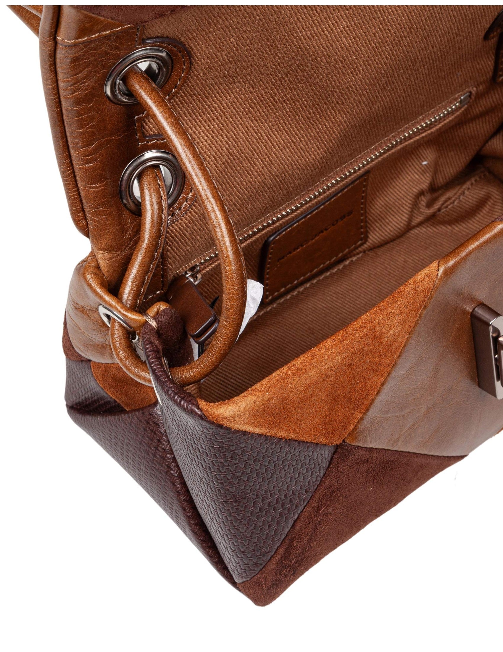 The Mini Dual Shoulder Bag In Patchwork Suede