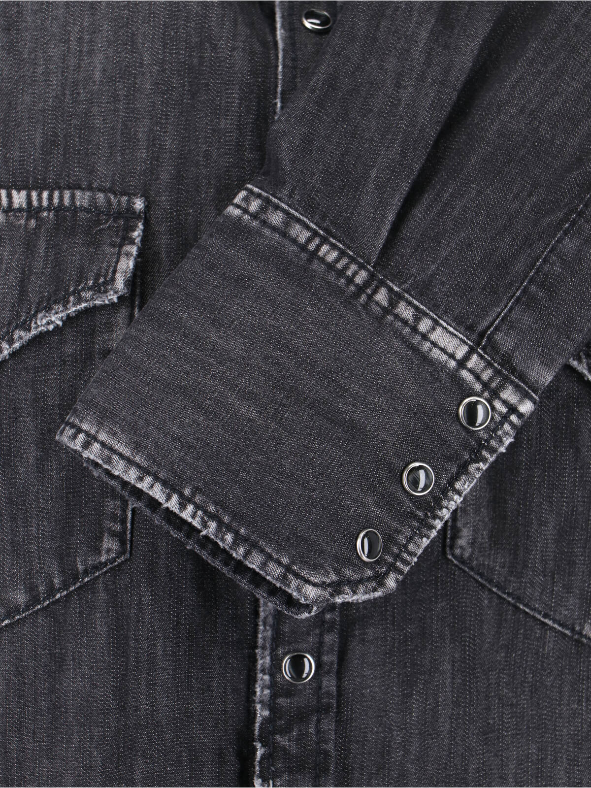 Black Vintage Classic Collar Denim Shirt