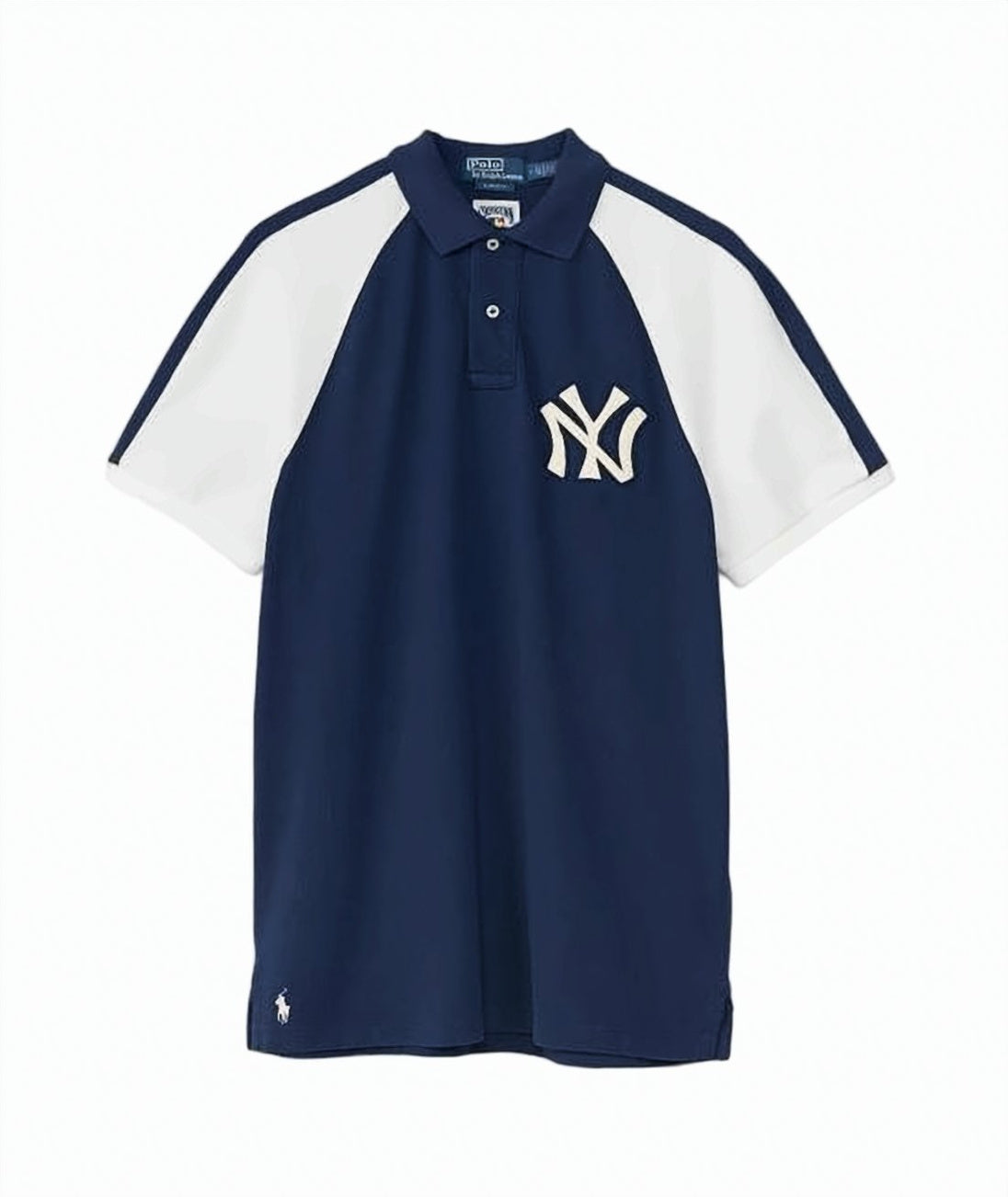 Contrasting Navy Blue Polo Shirt with Embroidered 'NY' Logo
