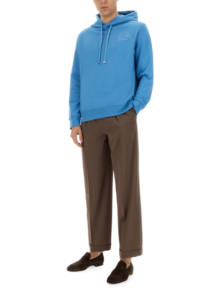 Relaxed-Fit Blue Hoodie With Adjustable Drawstring