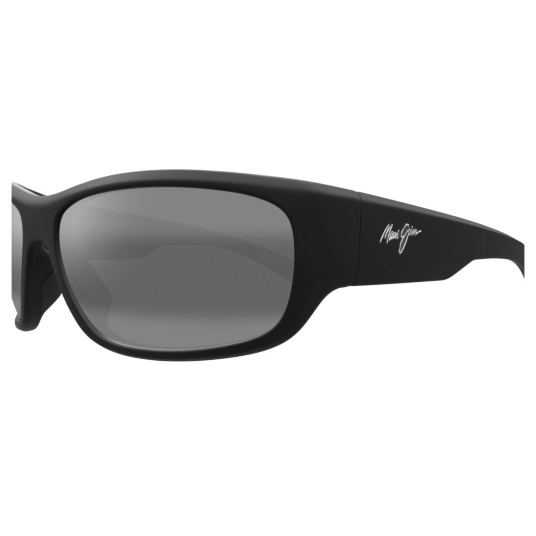 Maukele Rectangular Matte Black Sunglasses with Integrated Lenses