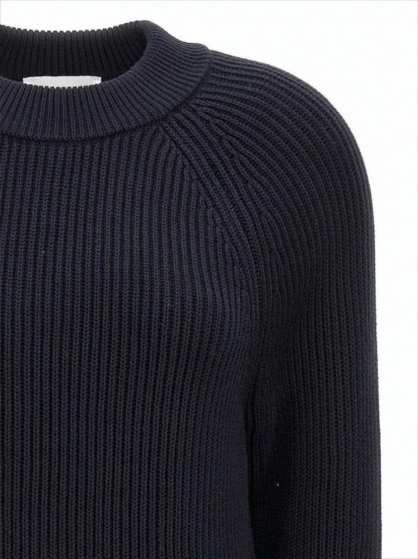 Ribbed Knit Sweater with Crew Neckline