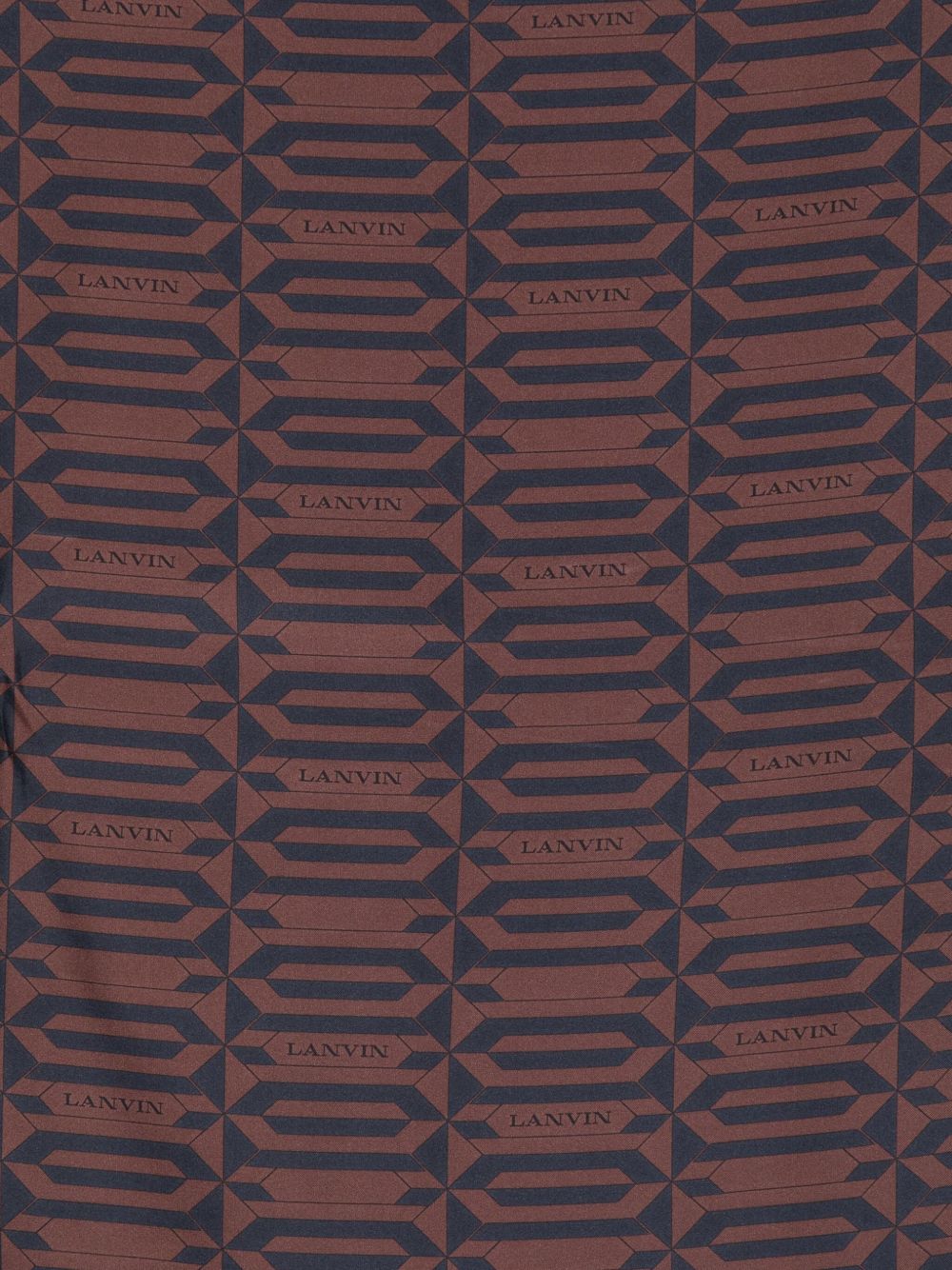Silk Scarf with Geometric Logo Pattern in Rich Brown