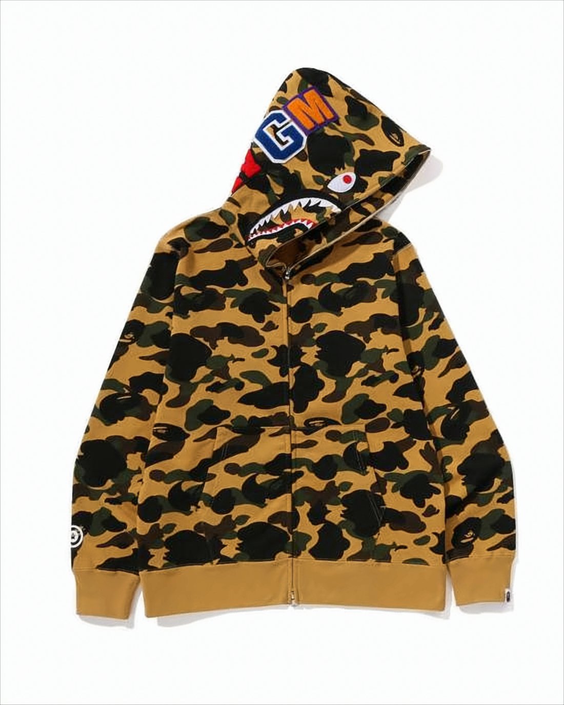 Camouflage Print BAPE Jacket with Shark Graphic