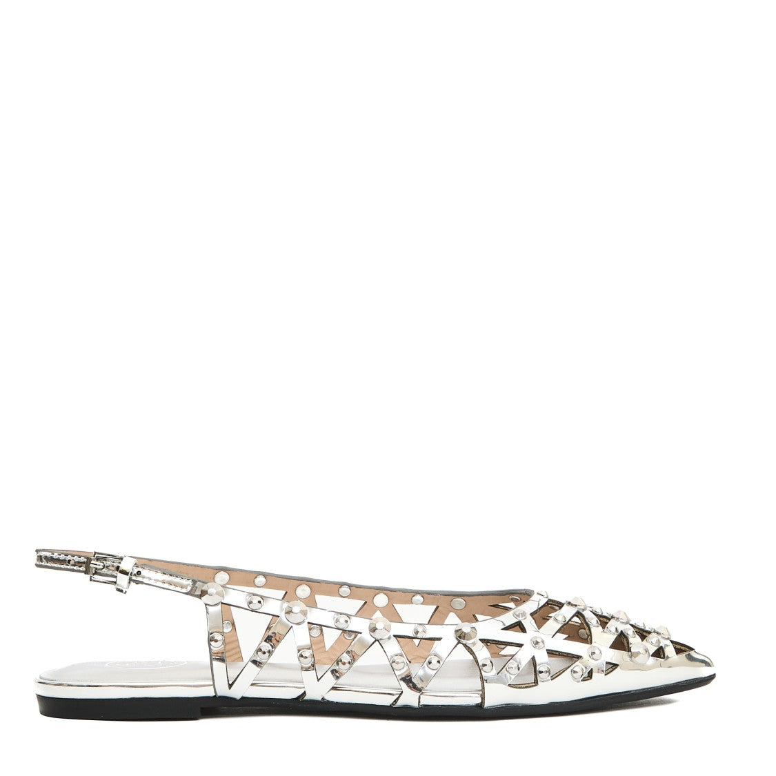 Silver Leather Slingbacks
