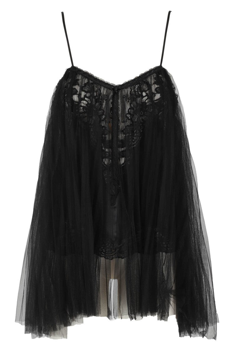 Silk Tank Tunic With Lace Appliqués