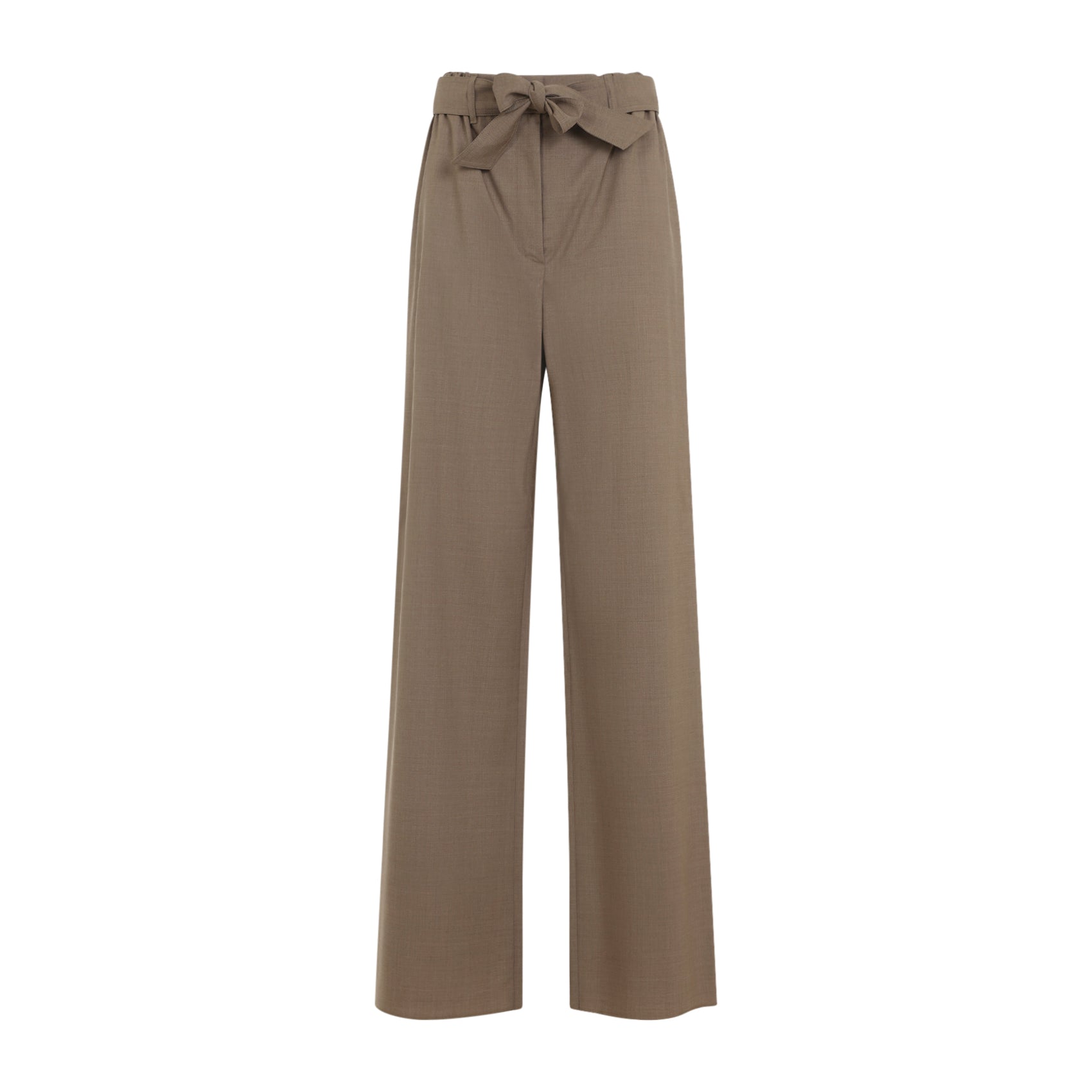 High-Waist Wide-Leg Trousers With Fabric Belt Detail