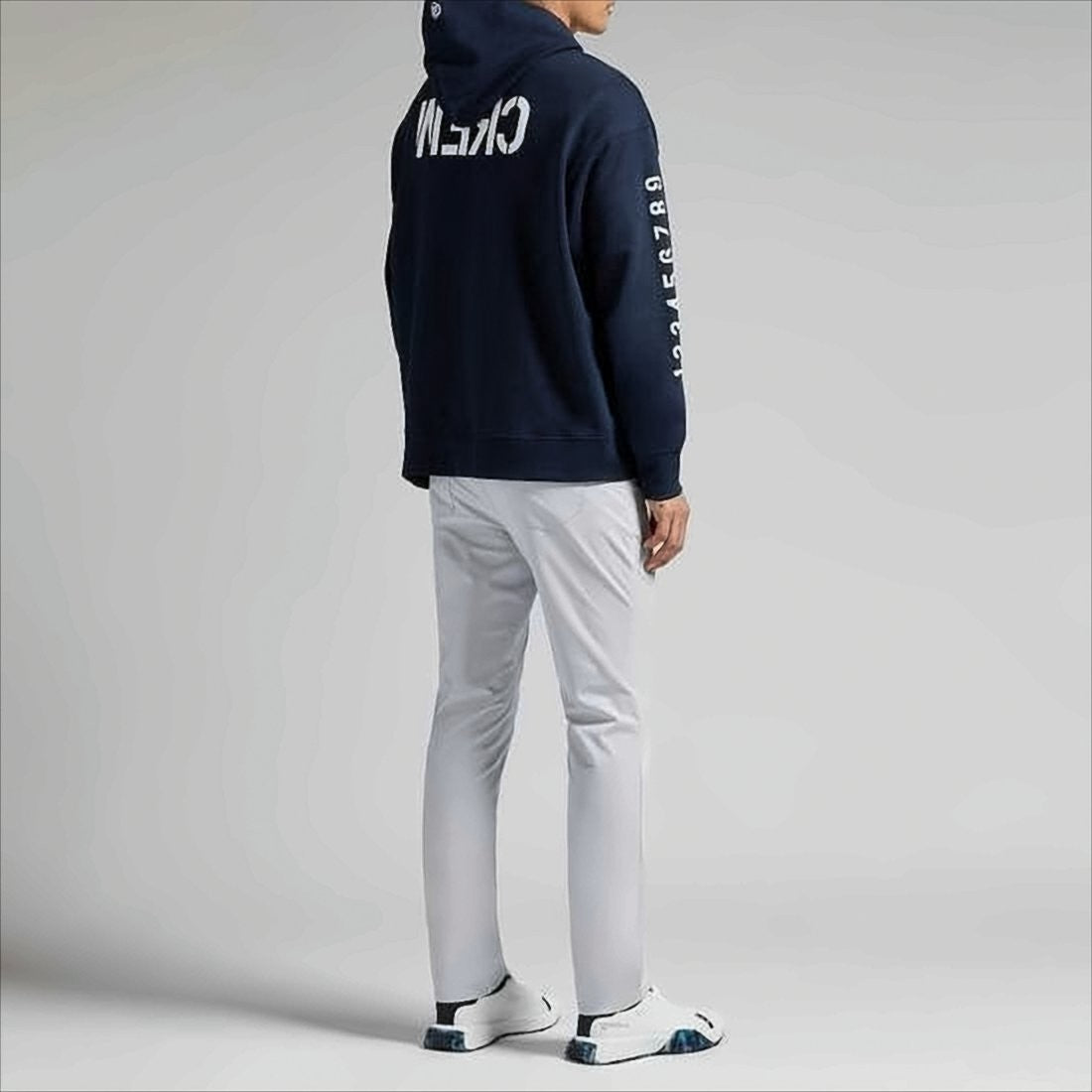 Deep Navy Printed Hoodie With Relaxed Fit