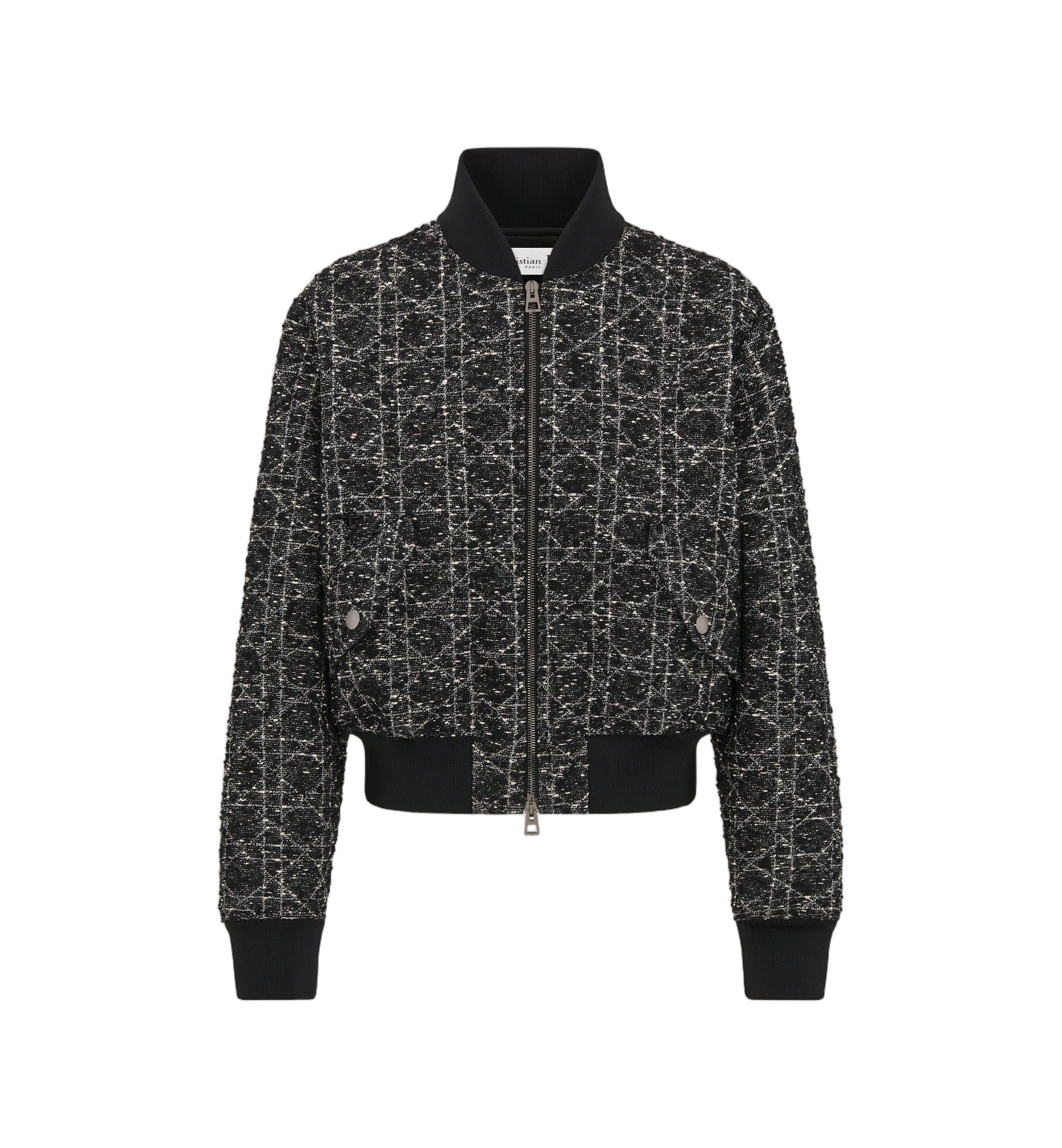 Cropped Bomber Textured Pattern Jacket