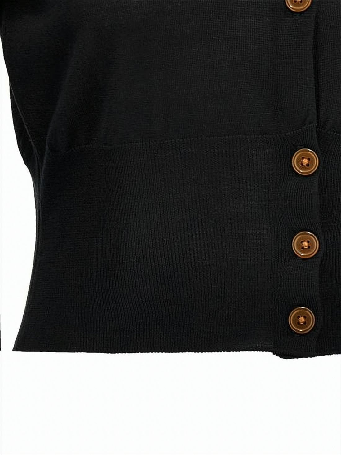 Cropped Black Cardigan with Button-Down Front